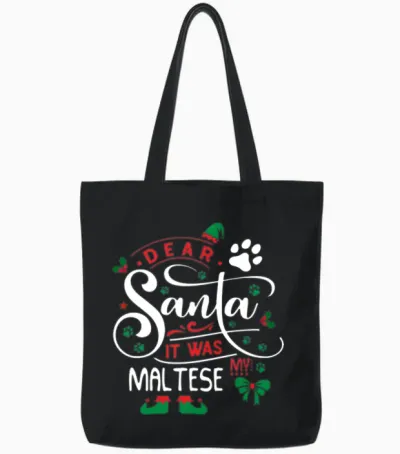 Maltese Dog Christmas Dog Breed Tote Bags - Black