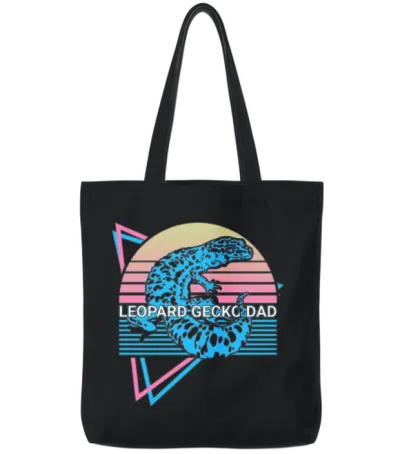 Leopard Gecko Dad Retro Tote Bags - Black