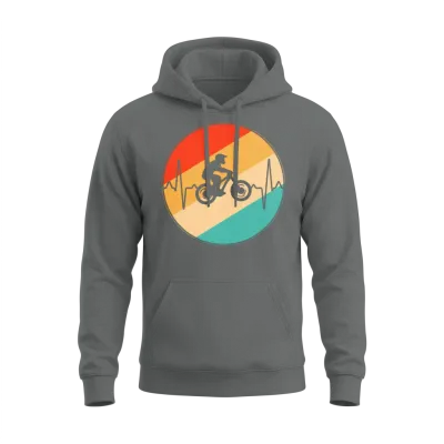 Mountainbike Retro Heartbeat Unisex Hoodie - Graphite Heather