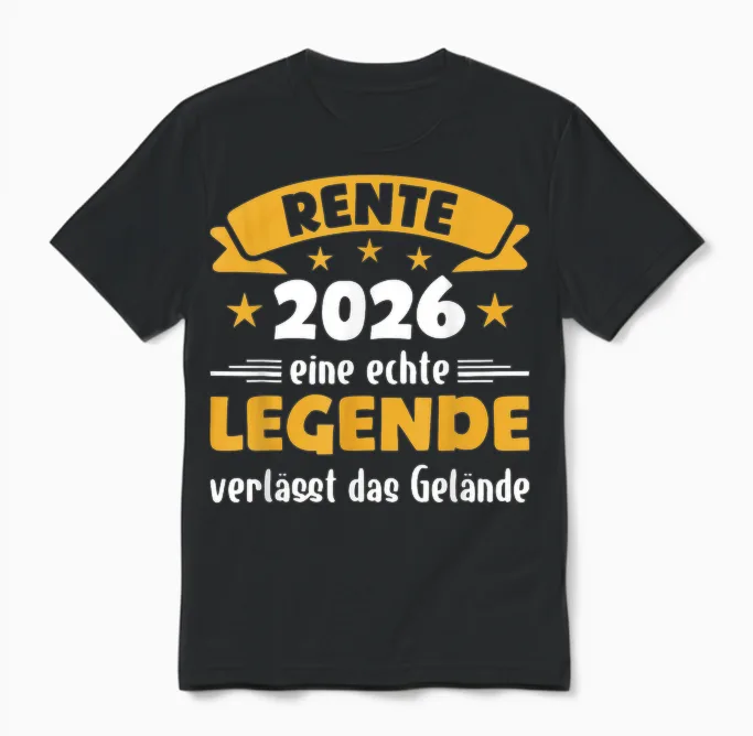 Rente 2026 T-Shirt with German Text "eine Echte Legende Verlässt Das Gelände" [ Unisex T-Shirt in Black