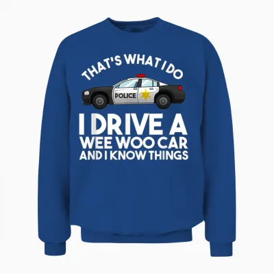 Cute Policeman Car Driver Humor Lovers Pun Designs Funny Police Officer Gift for Cop Law Enforcement Unisex-Adults T-Shirt Black Medium Unisex Sweatshirt - Royal