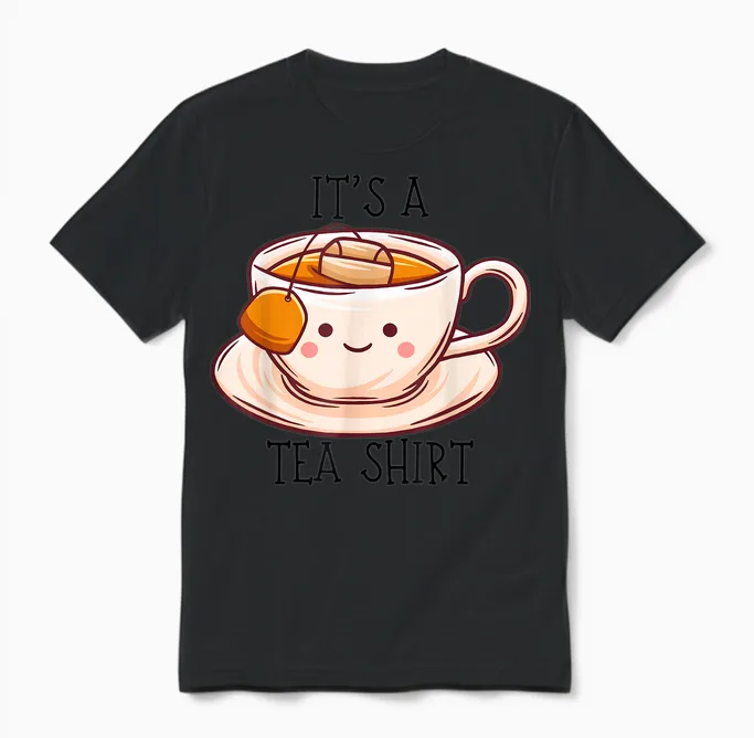 Niedliches Kawaii It's a Tea Shirt Lustiges Geschenk Teeliebhaber Männer Frauen Unisex T-Shirt in Black