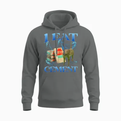 I Eat Cement Funny Cat Meme Internet Memes Funny Memes Gen-Z Unisex Hoodie - Graphite Heather