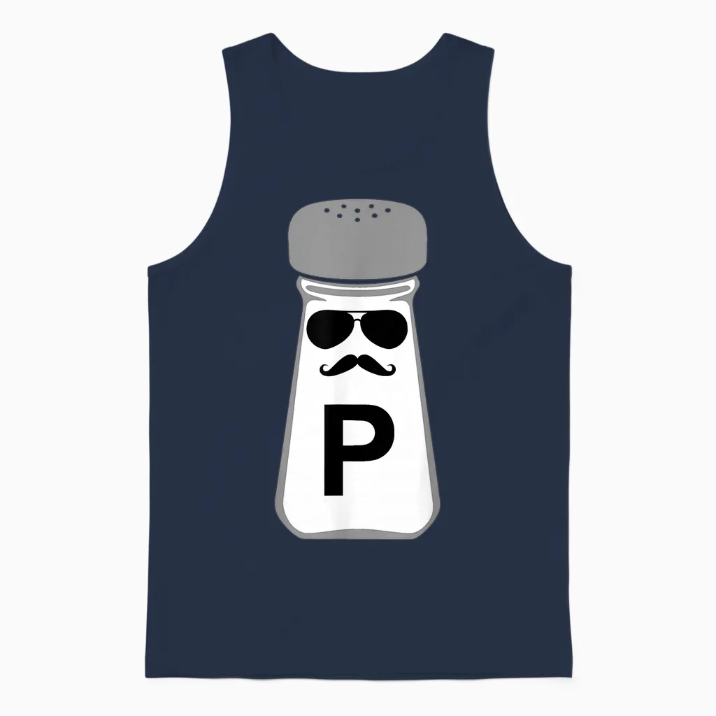 Salt and Pepper Halloween Costume T-Shirt, Black Unisex Tank Top in Navy