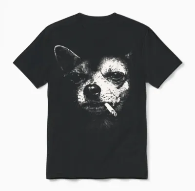 Dog Smoking Cigarette Funny Chihuahua Meme Unisex T-Shirt - Black
