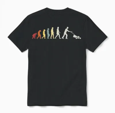 Rasenmäher Gärtner Retro Rasenmähen Evolution Garten Rasen Unisex T-Shirt - Black