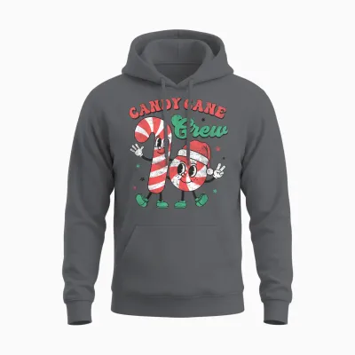 Candy Cane Crew Christmas Xmas Love Candy Boys Girls Unisex Hoodie - Charcoal