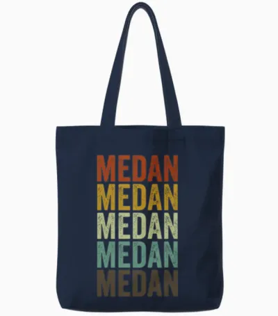 Medan Indonesia Retro Vintage Tote Bags - Navy