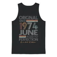50th Birthday Vintage June 1974 Original 1974 Unisex Tank Top - Black – 1