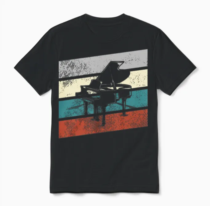 Piano Retro - & Keys Unisex T-Shirt in Black