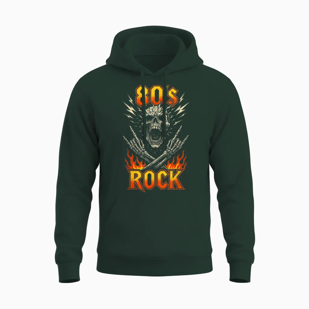80s Retro Music Band Gift Rock Vintage Skull Unisex Hoodie in Forest