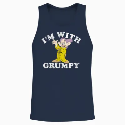 Disney Snow White & the Seven Dwarfs Dopey I'm with Grumpy Unisex Tank Top - Navy