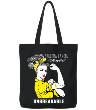 Sarcoma Cancer Warrior Unbreakable Awareness Tote Bags - Black