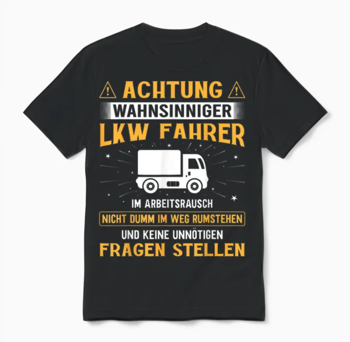 Lastkraftwagenfahrer Achtung Wahnsinniger Lkw Fahrer Unisex T-Shirt in Black