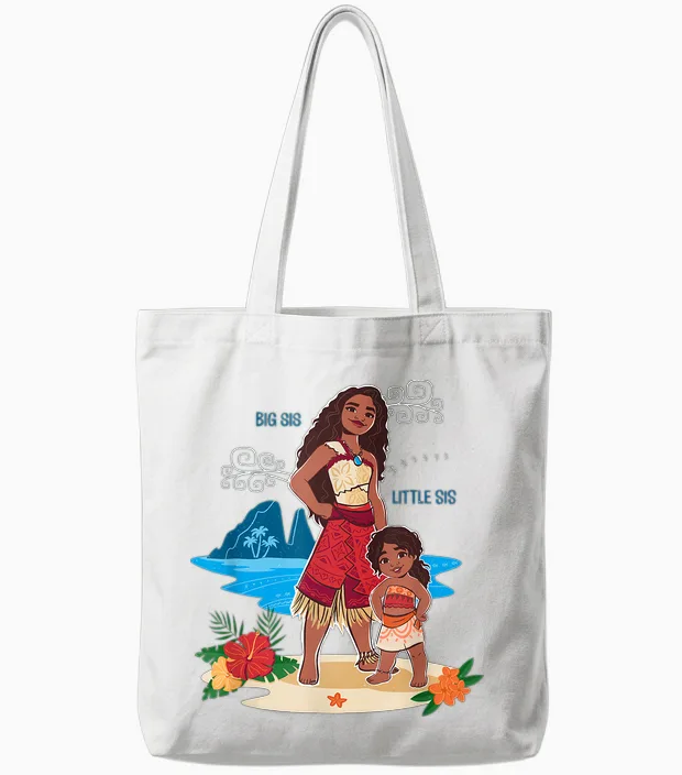 Disney Moana 2 Big Sis Little Sis Oceania Tropical Duo Tote Bags in White
