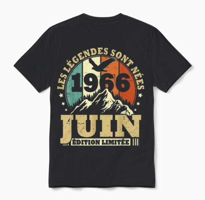 Les Légendes Sont Nées En Juin 1966 Anniversaire 60 Ans Unisex T-Shirt in Black