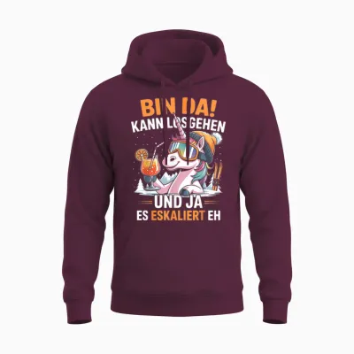 Bin Da Kann Losgehen Es Eskaliert Eh Ski Einhorn Après-Ski Unisex Hoodie - Maroon