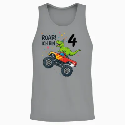 Kinder Dino Monstertruck Roar Ich Bin 4 Party 4 Jahre Unisex Tank Top - Sport Grey