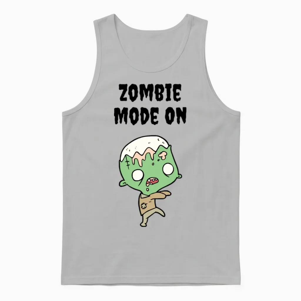 Zombie Mode on Funny Unisex Tank Top in Ash