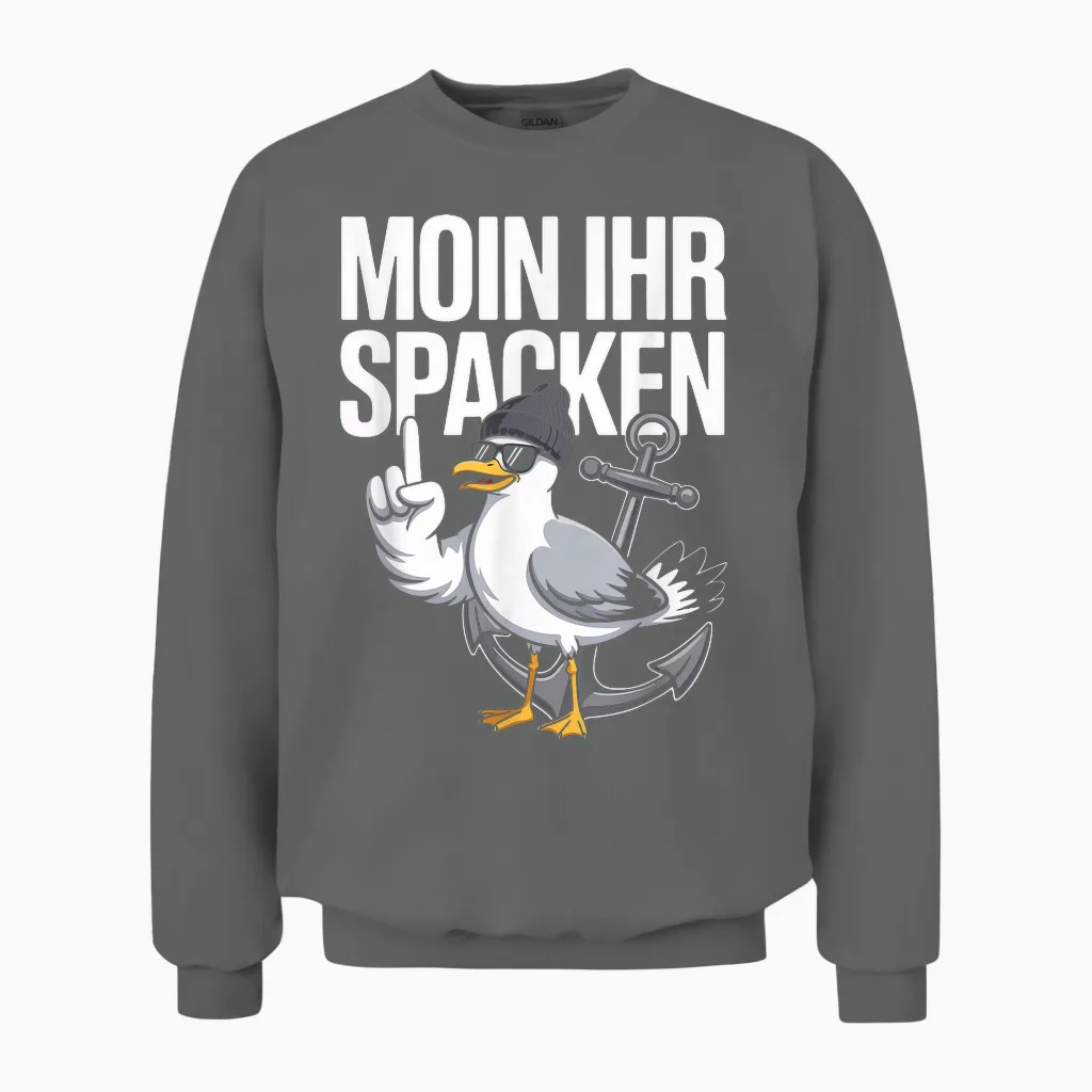 Moin Ihr Spacken Möwe Anker Retro Unisex Sweatshirt in Graphite Heather