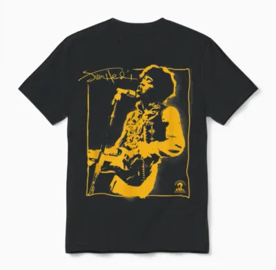 Jimi Hendrix Spray Paint Graffiti Portrait Vintage Band Unisex T-Shirt - Black