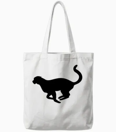 Running Cheetah Silhouette Tote Bags - White