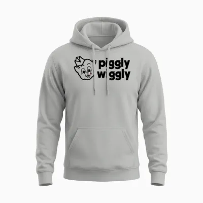 Piggy Cute Outline Logo Unisex Hoodie - Ash