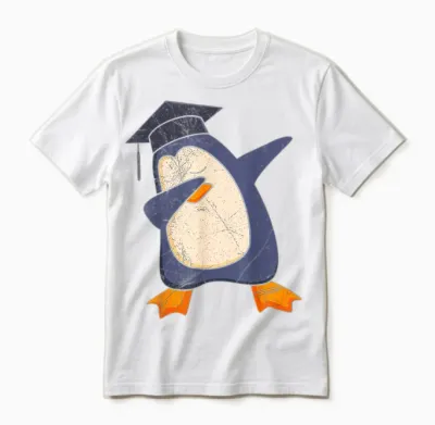 Master´s Exam Passed Master's Degree Created Penguin T-Shirt, Black Unisex T-Shirt - White