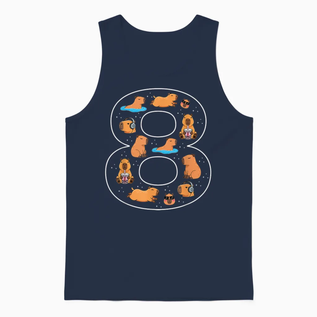 8. Geburtstag 8 Jahre Alt Capybara Jungen Mädchen Tier Unisex Tank Top in Navy