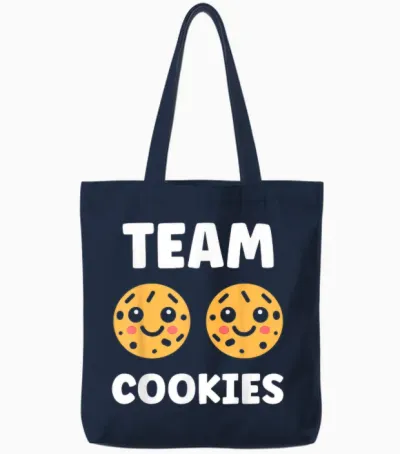 Food Quote Humour Cookie Team Cookies T-Shirt, Black, S Tote Bags - Navy