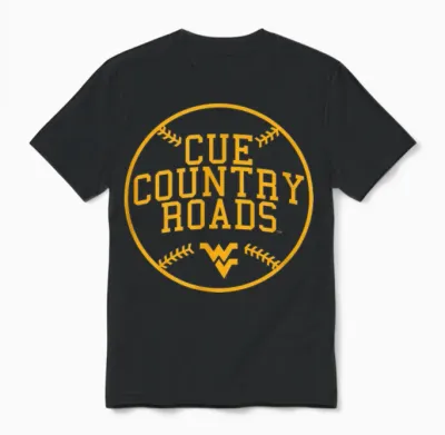 Cue Country Roads - West Virginia Mountaineers Baseball Unisex T-Shirt - Black
