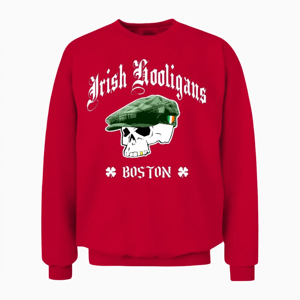 Irish Hooligans Boston Unisex Sweatshirt in Red