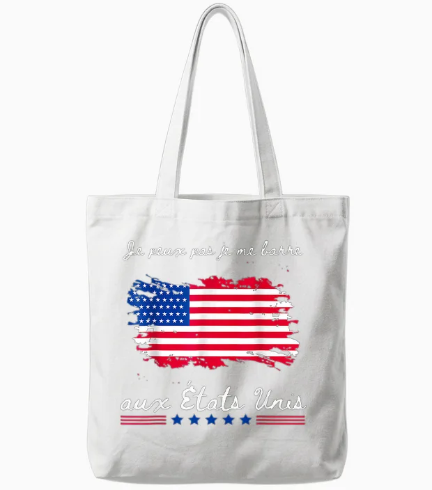 I Can't I Bar Usa Usa Flag America T-Shirt, Black, S Tote Bags in White