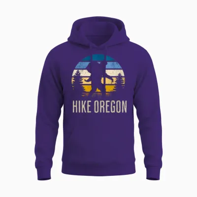 Vintage Bigfoot Hike Oregon Unisex Hoodie - Purple