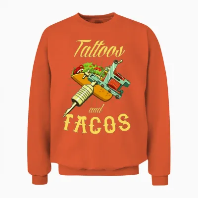 Funny Tacos and Tattoo Unisex Sweatshirt - Orange