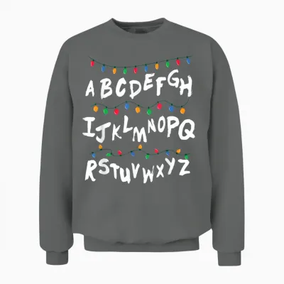 Alphabet Christmas Lights T Shirt Stranger Tee Gift Unisex Sweatshirt - Graphite Heather