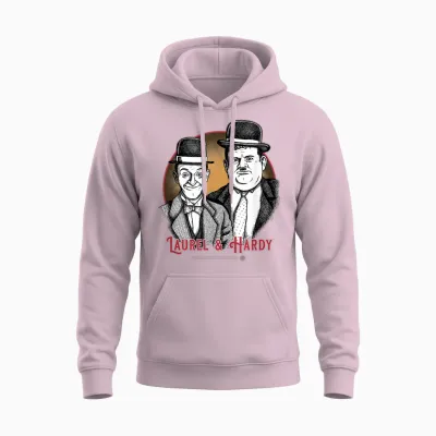 Laurel & Hardy Classic Comedy T-Shirt, Black, S Unisex Hoodie - Light Pink