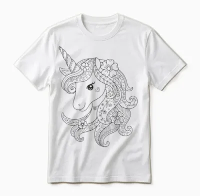 Cute Unicorn to Paint & Colour for Kids T-Shirt, White Unisex T-Shirt - White