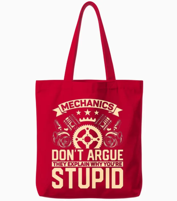 Mechanics Don't Argue for Mechanic Tote Bags in Red