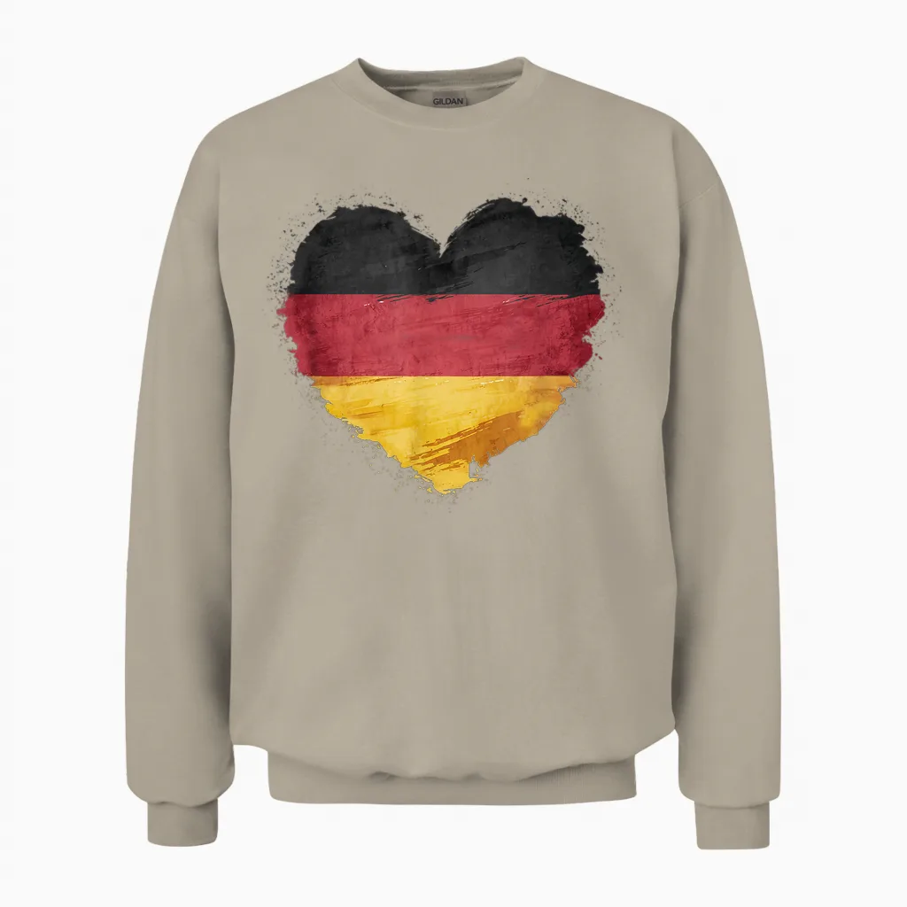 Deutsch Banner Fan Deutschland Flagge Herzform Kunst Unisex Sweatshirt in Sand