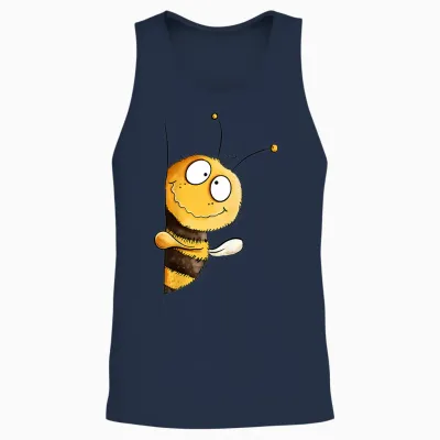 Süße Biene Cartoon Handgezeichnetes Hummel Motiv Unisex Tank Top - Navy