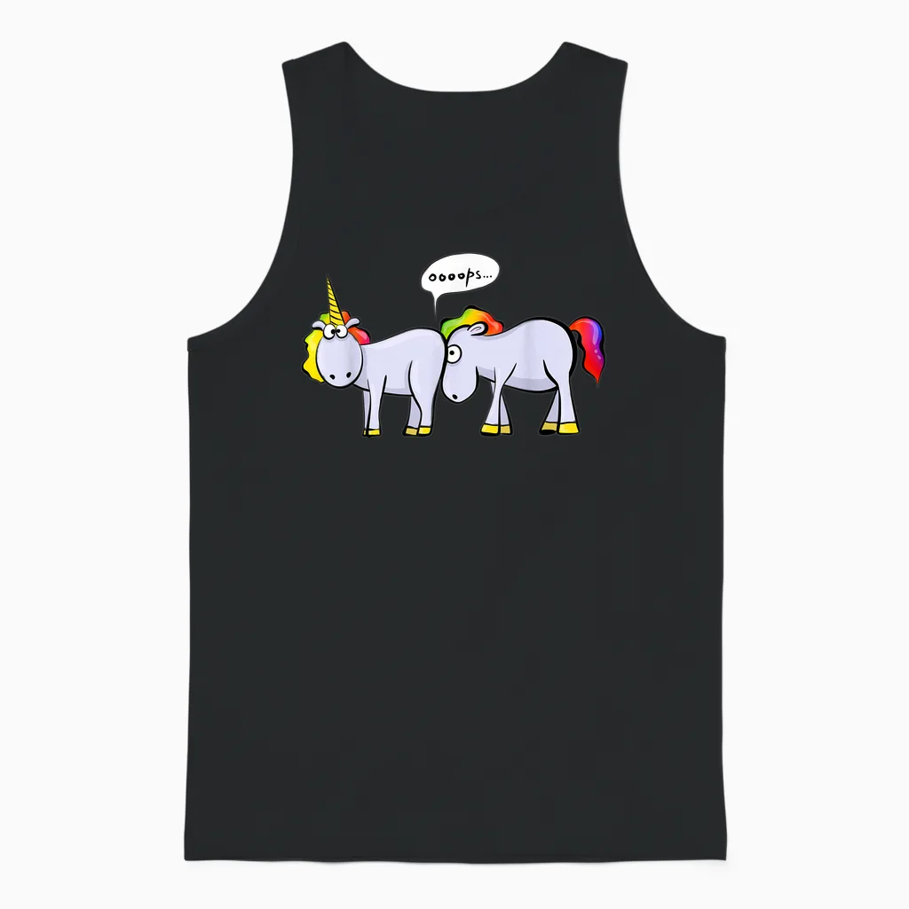 Funny Unicorn Ed in the Ass T-Shirt, Black, S Unisex Tank Top in Black