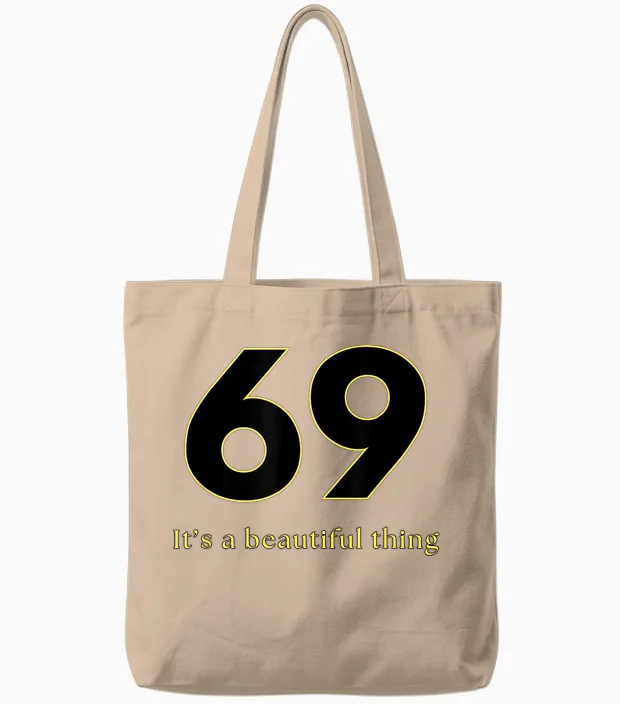 Funny Sex Quote Gifts - 69 Sex Positions T-Shirt, Black, S Tote Bags in Natural
