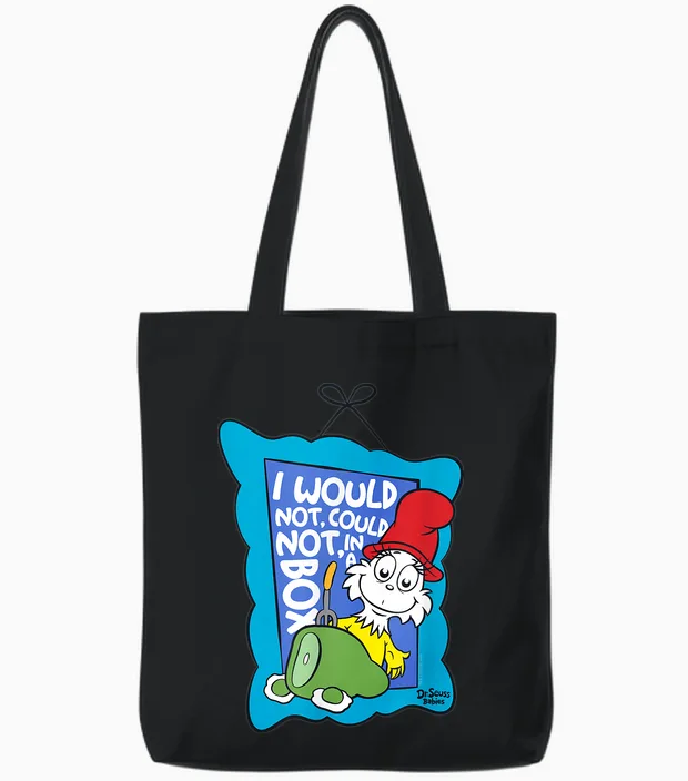 Dr. Seuss Babies Green Eggs & Ham Officially Licensed Tote Bags in Black