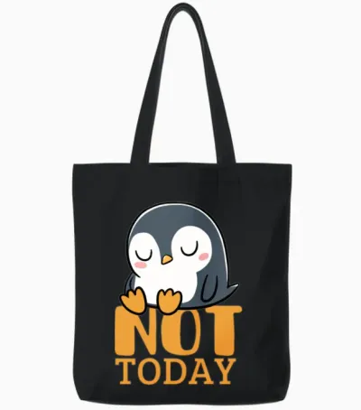 Funny Lazy Penguin Tote Bags - Black
