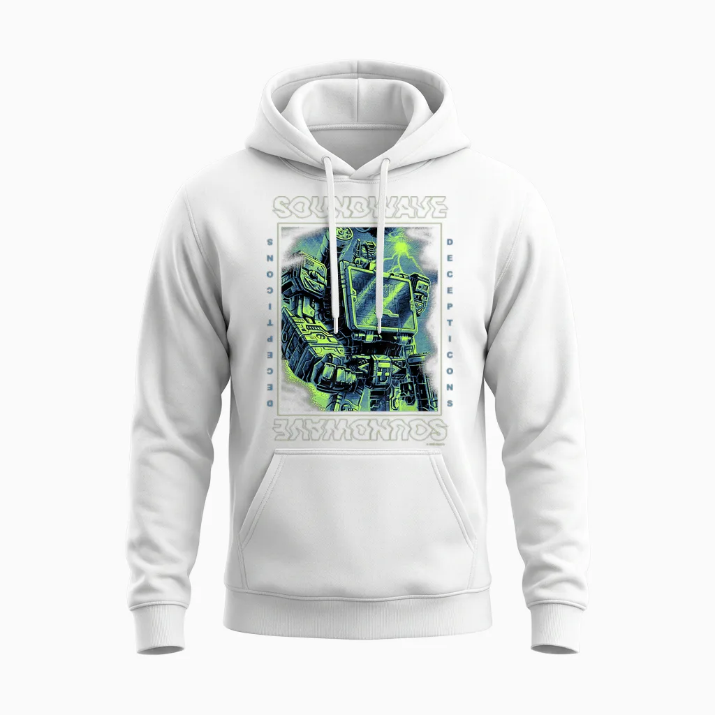 Transformers: War for Cybertron Soundwave Portrait Unisex-Adults T-Shirt, Black, Small Unisex Hoodie in White