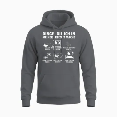 T-Shirt with German Text "dinge Die Ich in Meiner Freizeit Mache Angel" [german Langu, Black Unisex Hoodie - Charcoal