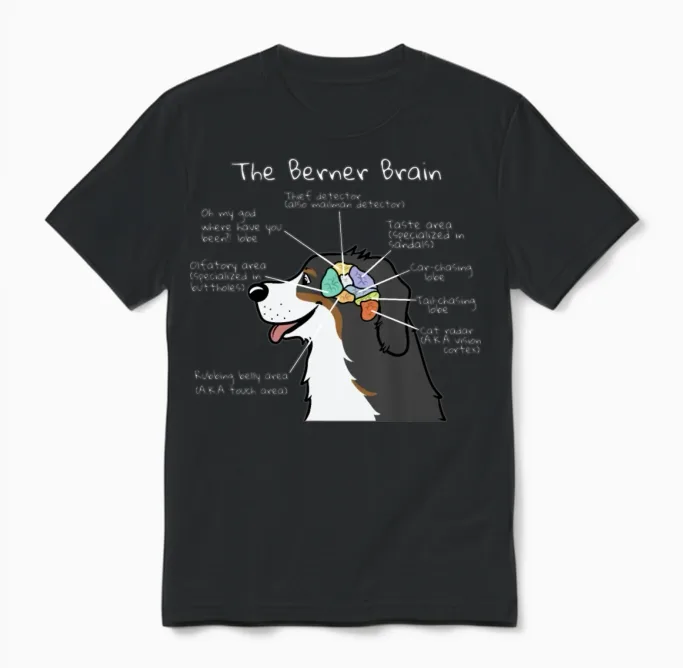 The Bernese Mountain Dog Brain Unisex T-Shirt in Black