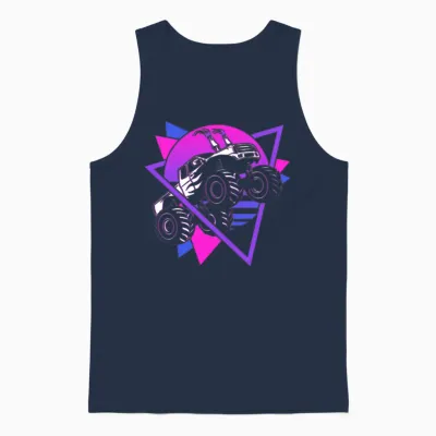 Monster Truck Retro Unisex Tank Top - Navy
