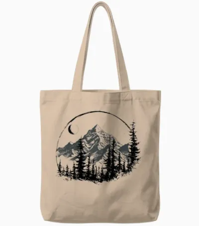 Mountain Forest Vintage Tote Bags - Natural